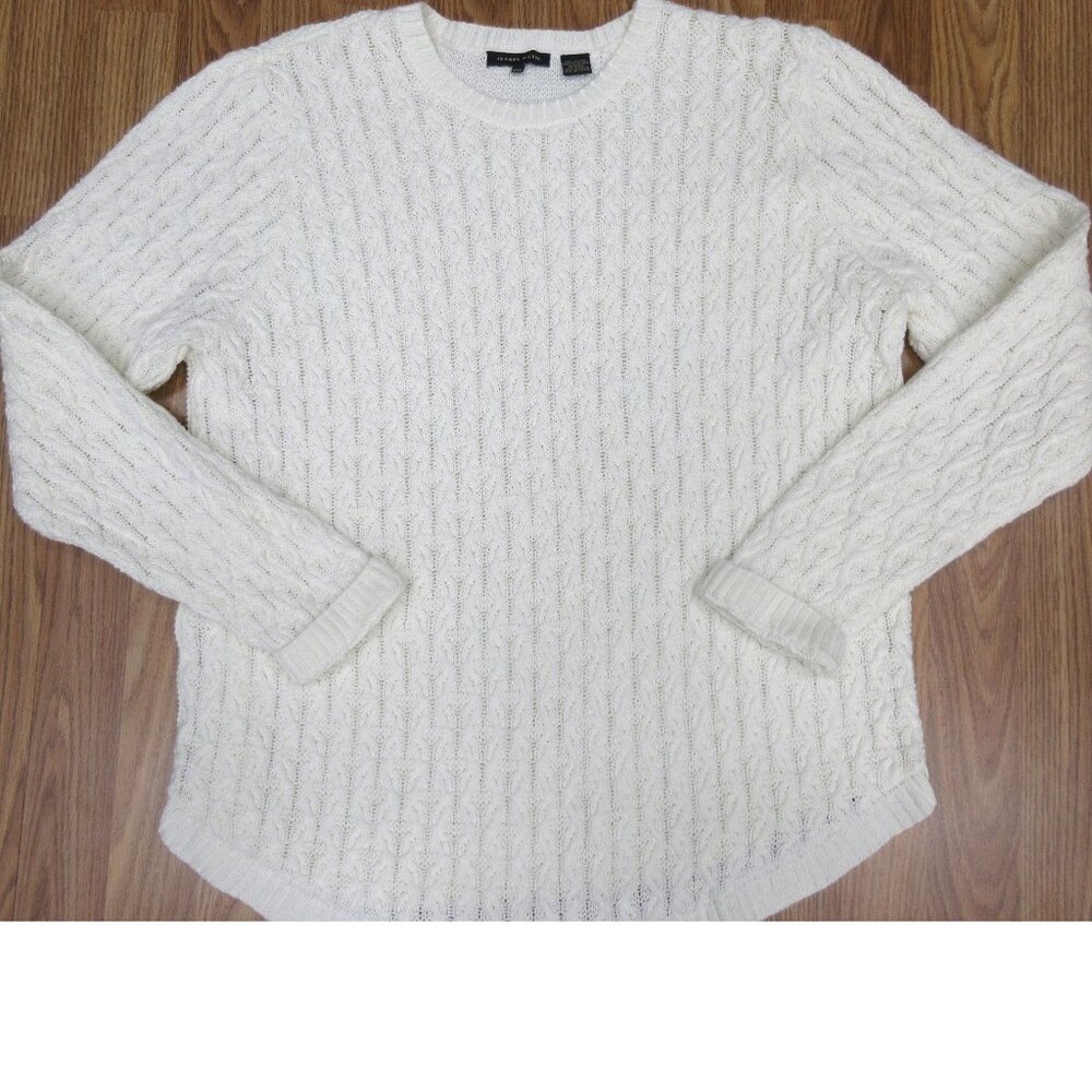 JEANNE PIERRE 100% COTTON KNIT RIBBED SWEATER WHITE 2X-LARGE, 2XL